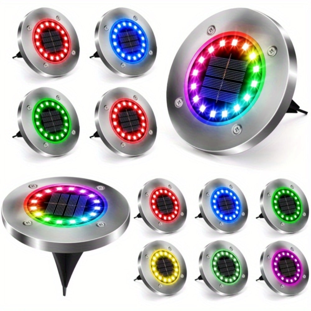 Solar Ground Lights Outdoor LED Path Lights - Stainless Steel In-Ground Solar Lights for Lawn Driveway Courtyard Garden Pathway