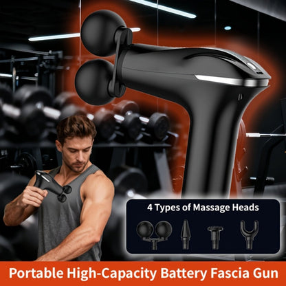 Handheld Massage Gun with Dual Heads, 3 Interchangeable Attachments for Full Body, Powerful Rechargeable Fascia Gun for Back
