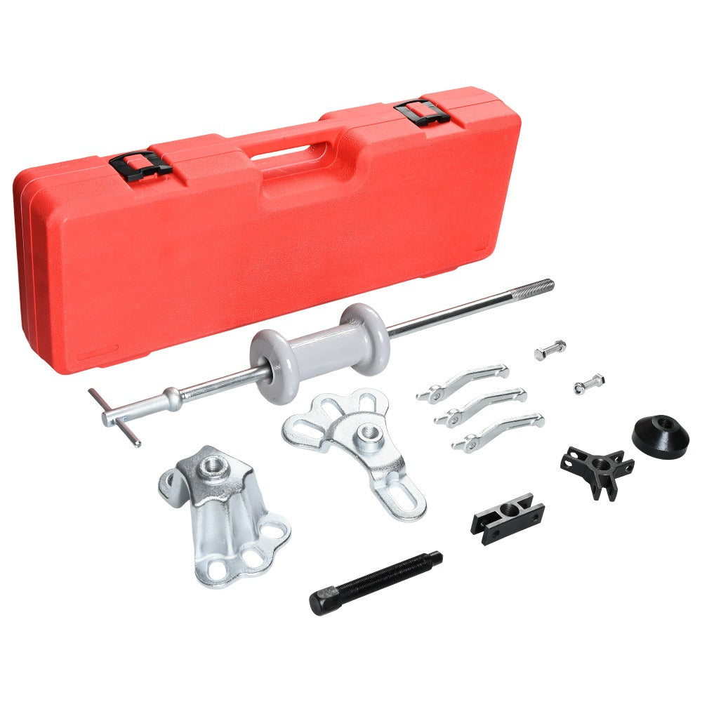 Slide Hammer Puller Kit 19-PC – 10 LB Forged Steel Hammer & 12 Adaptors, Bearing Race Seal Removal Tool, Universal Auto Repair Puller Set