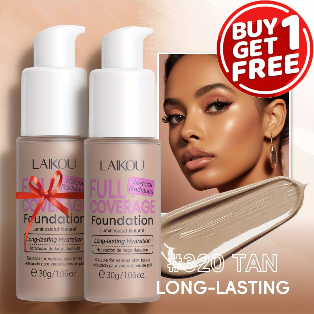 LALKOU 30g Liquid Foundation Two-Bottle Set with Pump Dispensers and Six Shades from Ivory to Tan