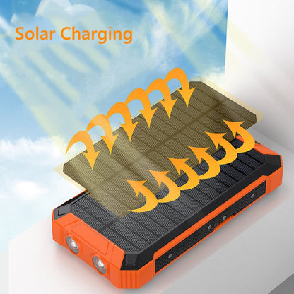 Power Bank Solar 28800mAh or 42800mAh with Wireless Charging, Four Cables and Dual Flashlights