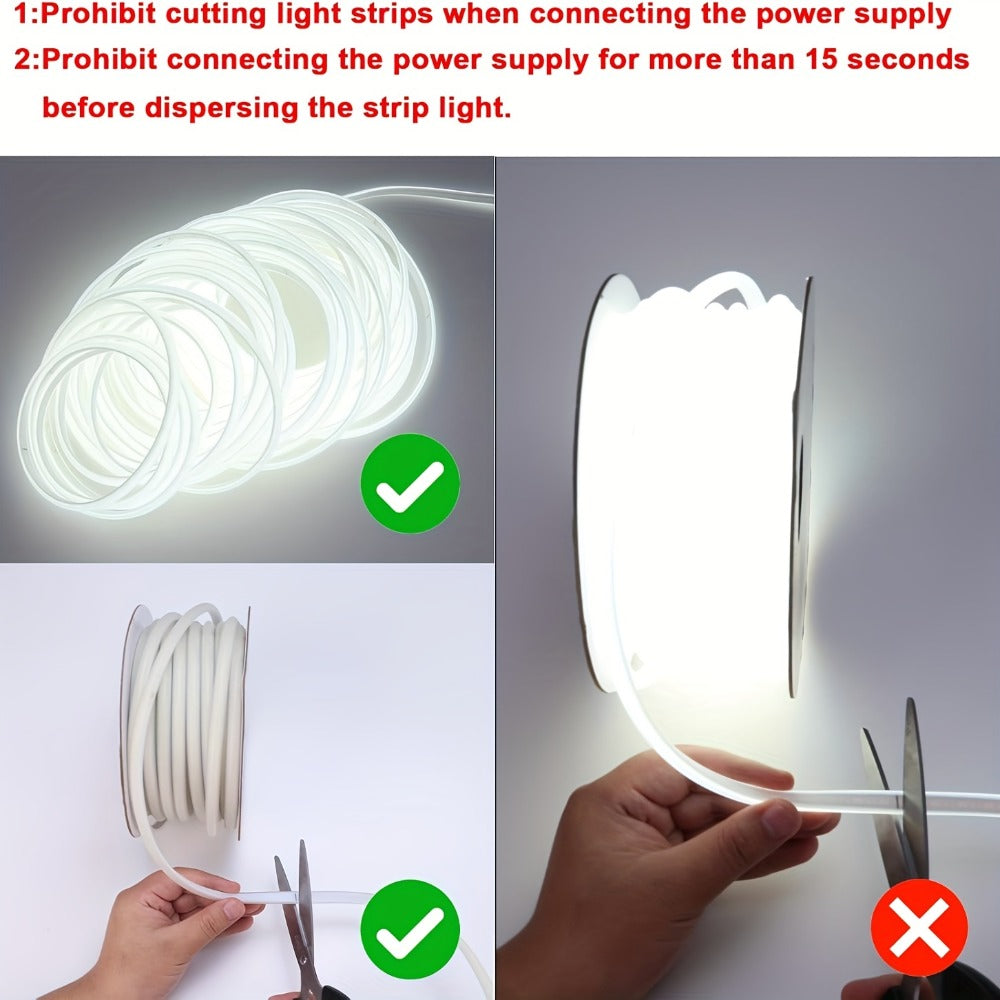 COB LED Strip Lights 10M 33ft 110V Connectable High Brightness Flexible Rope Light for Home, Desk and Accent Lighting