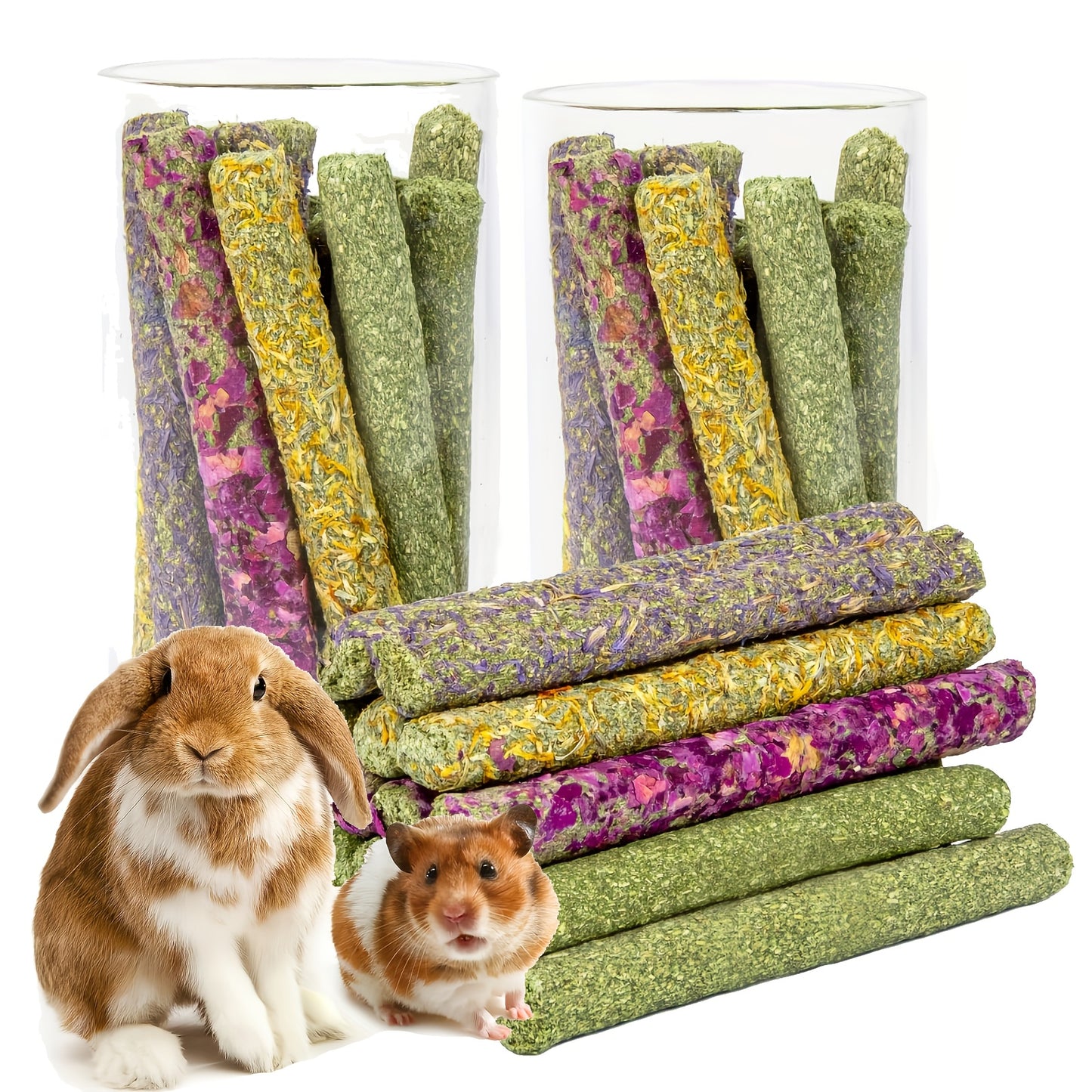 Timothy Hay Sticks 66pcs – Natural Handmade Chew Toys & Treats for Rabbits, Guinea Pigs, Hamsters, Chinchillas, Rats & Gerbils