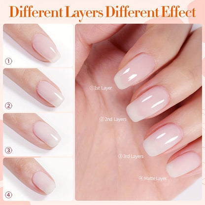 Gel Nail Polish in 10ml Translucent Jelly with 6 Milky, Snow-Glitter and Nude Shade Options