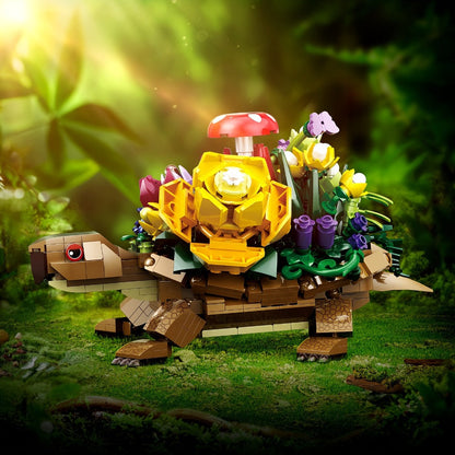 Turtle Flower Planter Building Block Set 510 Pieces – Cute Turtle Brick Puzzle Decor Toy, Unique Handmade Display Gift for Kids Teens Adults