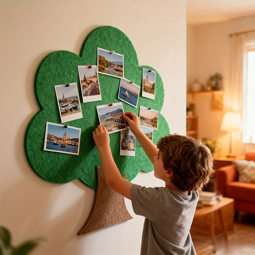 Felt Wall Organizer Tree Shape Memo Board 23.6x23.6 Inch Self-Adhesive – Decorative Felt Board for Home, Office
