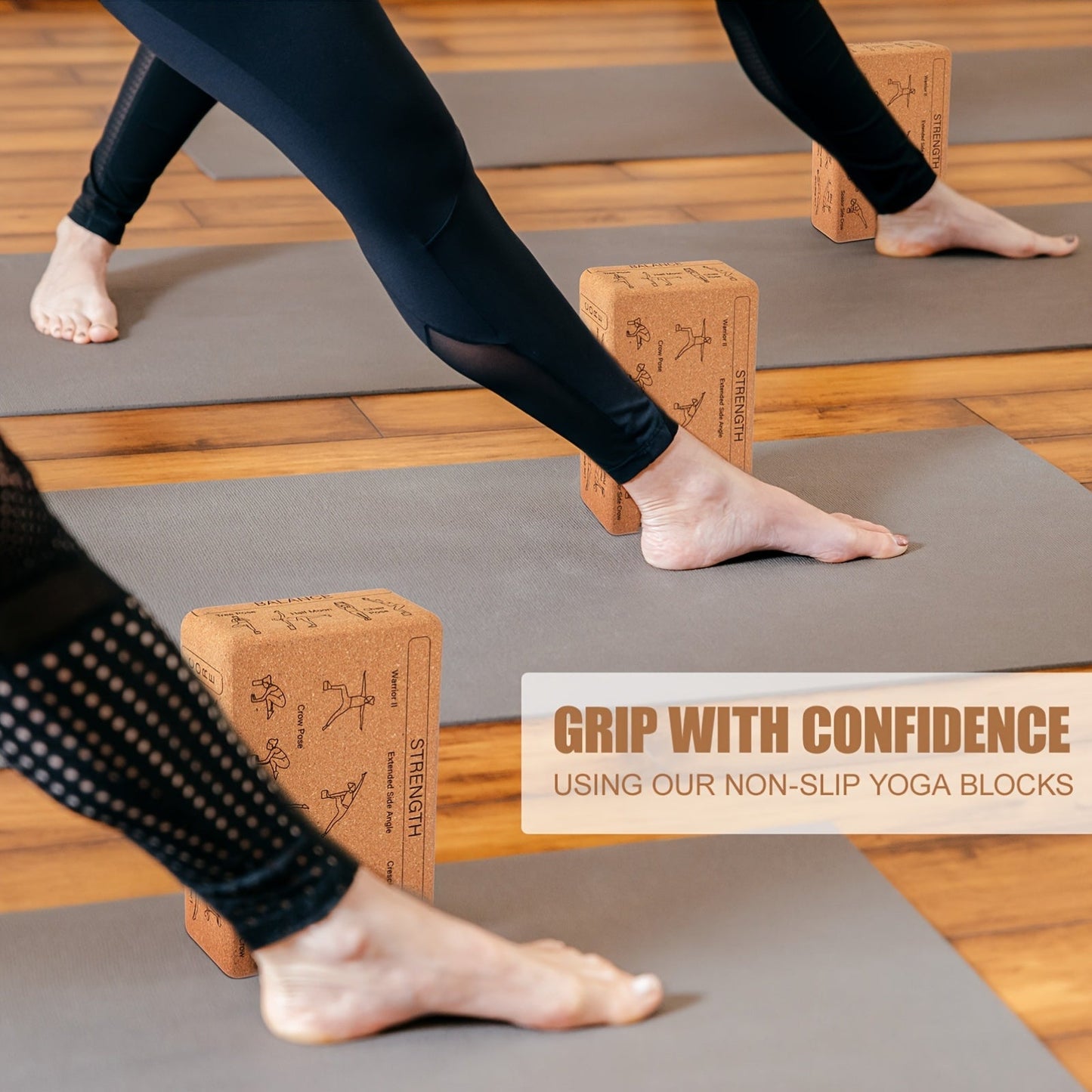 Cork Yoga Blocks 2 Pack – High-Density Non-Slip Cork Yoga Brick Set for Support, Balance & Flexibility, Suitable for Beginners & Advanced