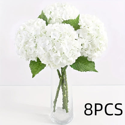 Artificial Flowers 21-Inch Full-Latex Hydrangea Stems in 4 or 8-Piece Sets with Flexible Wire