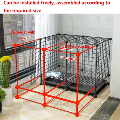 Small Animal Playpen & Pet Cage with Removable Tray, Indoor Outdoor Enclosure for Rabbits, Chickens