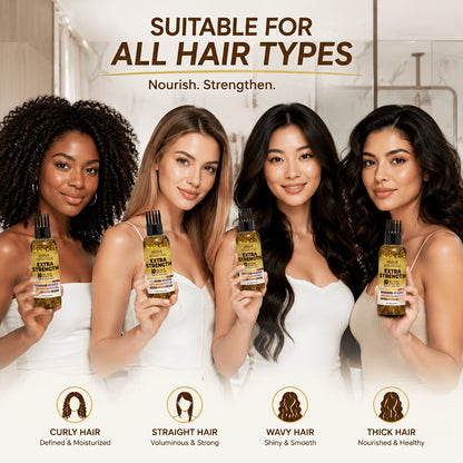 Hair Growth Oil 10-in-1 Botanical Herbal Blend Batana Rosemary Fenugreek Castor Red Onion Ginseng Turmeric Pumpkin Seed Nourishes