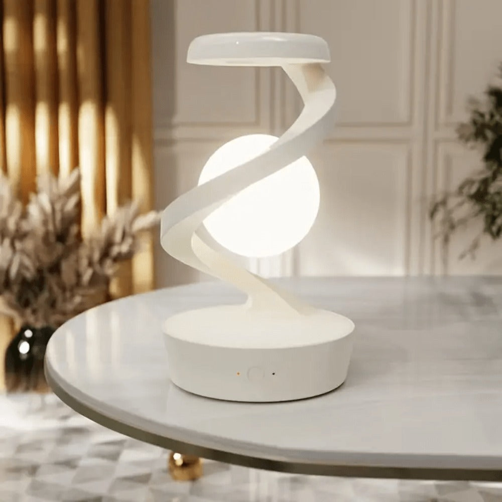 Floating Rotating Night Light with Wireless Charger, Smart Desktop Visual Levitating Lamp with Light Sensor