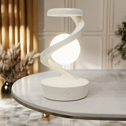 Floating Rotating Night Light with Wireless Charger, Smart Desktop Visual Levitating Lamp with Light Sensor