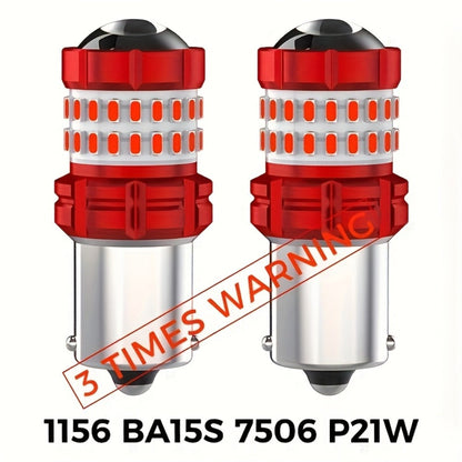 LED Brake Light Bulbs 1156 1157 3157 – Red Stop Tail Parking Lights with 3-Flash Warning, No Error, 2pcs (BA15S BAY15D 7443 3156 P21W)