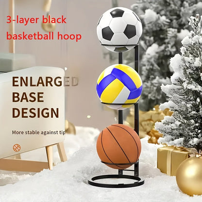 Basketball Storage Rack 3 4 5 Layer | Sports Ball Display Stand for Basketball Football Volleyball | Freestanding Ball Holder Organizer
