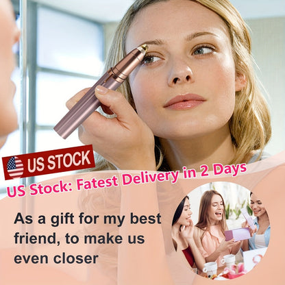 Electric Eyebrow Trimmer for Women 2 Pack, USB Rechargeable Painless Precision Eyebrow Razor Pen, Portable Hair Remover for Face Lip Leg
