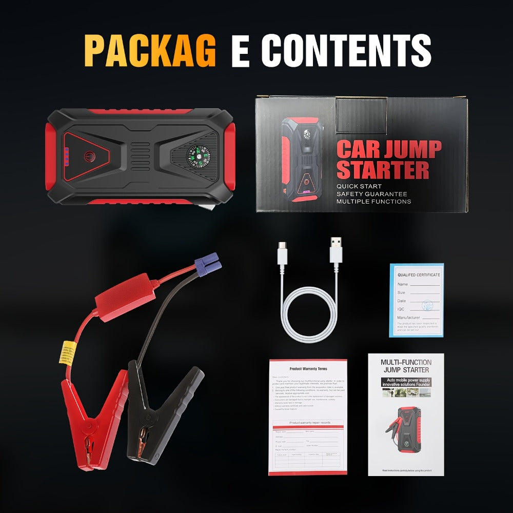 TM26 Jump Starter with 74Wh Checkout Label, Red-and-Black Case, Clamp Leads and Digital Display