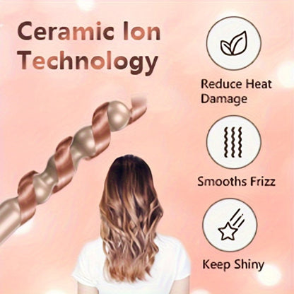 5-in-1 Curling Wand Set Ceramic Interchangeable Barrels 0.4-1.25 Inch – 30s Fast Heat, for Home, Travel and Salon Hair Styling