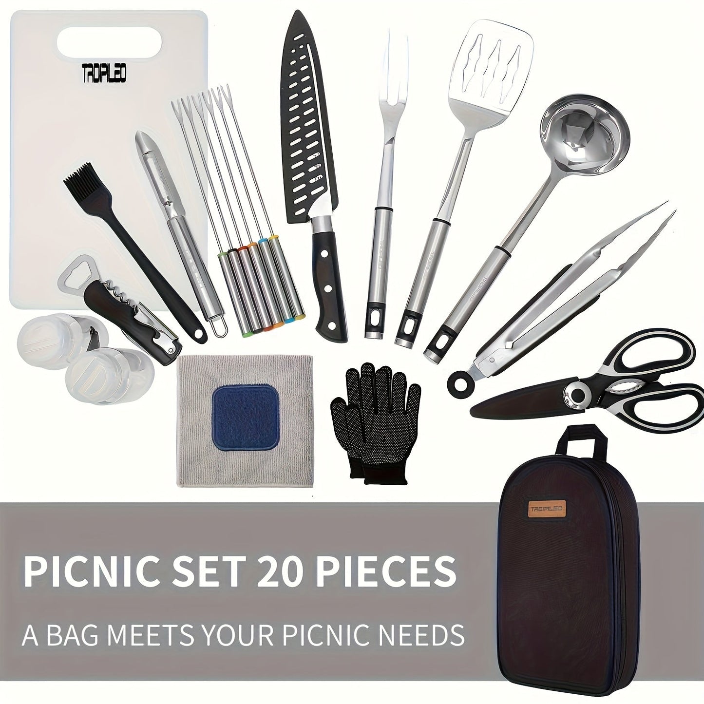 Camping Cookware Set Outdoor Kitchen Cooking Kit – Essential Camp Gear for Barbecue, Meal Prep & Outdoor Cooking at Campsites & Parks