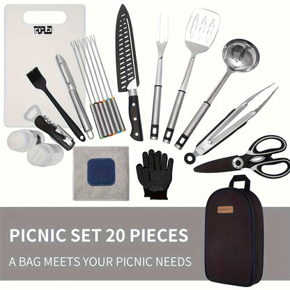 Camping Cookware Set Outdoor Kitchen Cooking Kit – Essential Camp Gear for Barbecue, Meal Prep & Outdoor Cooking at Campsites & Parks