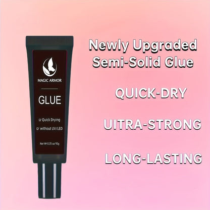 Nail Glue Kit, MAGIC ARMOR 10g Adhesive and Remover Tubes with Precision Nozzles for Press-On Nails