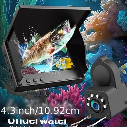 Underwater Fishing Camera 4.3-Inch HD Display with Night Vision & Triple Light Shielding, Portable Fish Finder with Bait Monitor