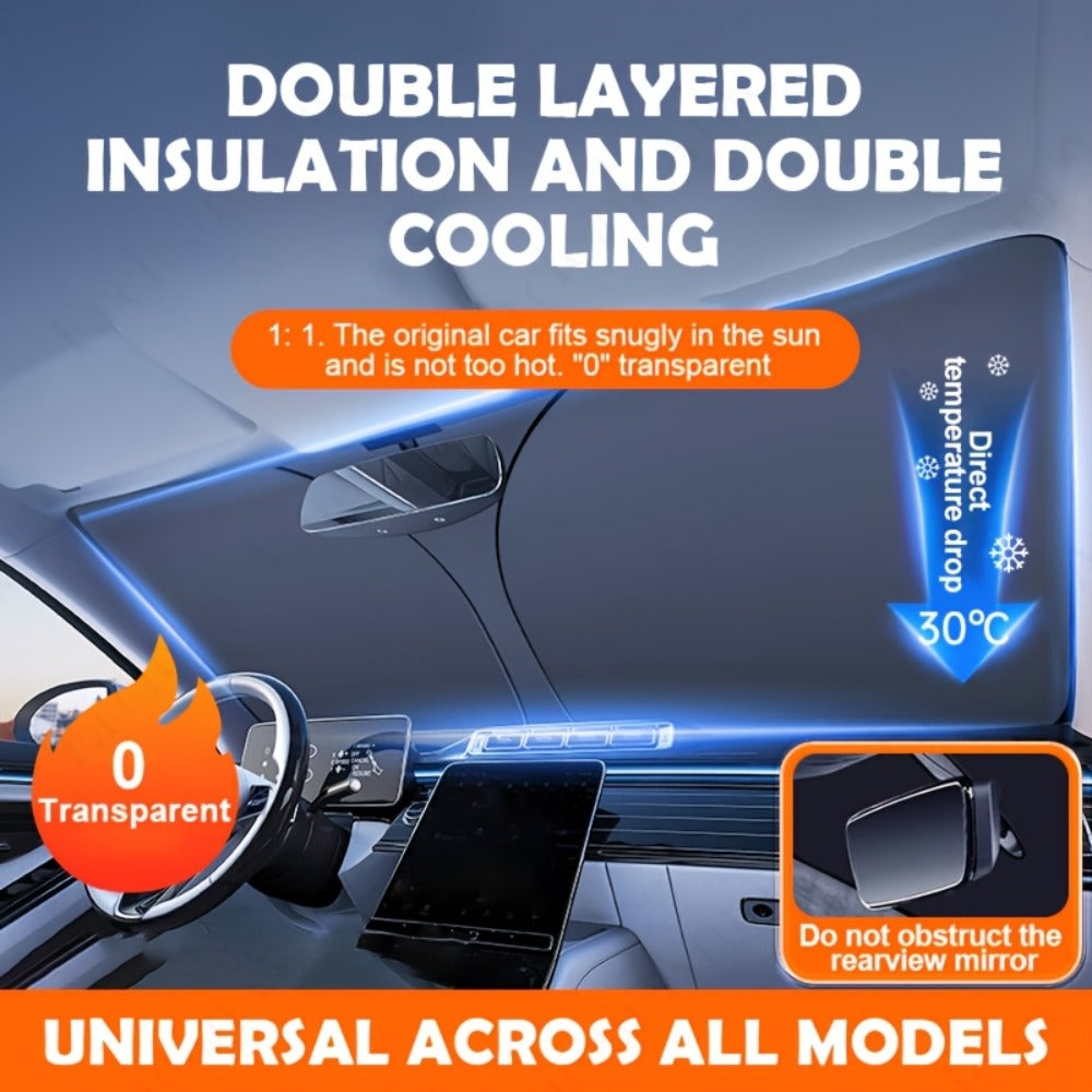 Car Windshield Sun Shade – Foldable Front Window UV Protection Sunshade Blocker, Heat Reflector Visor for Car Interior Cooling