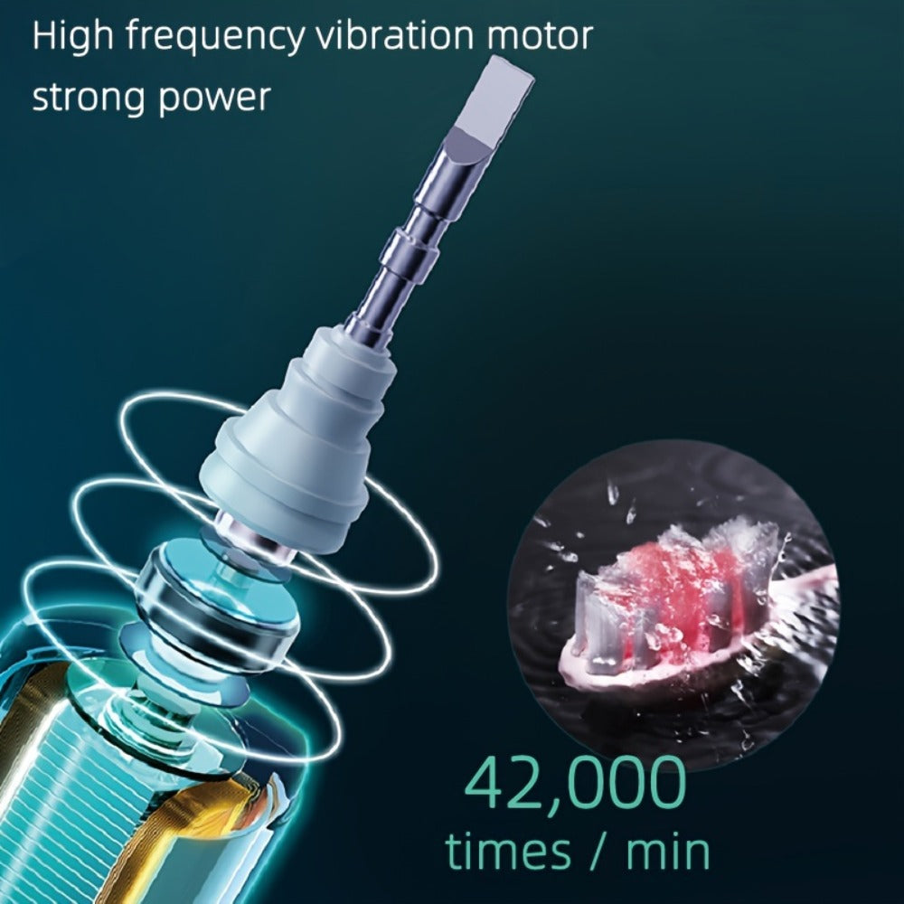 Sonic Electric Toothbrush IPX8 Waterproof USB Rechargeable with 5 Replacement Brush Heads, Smart Timer, Metal Shaft