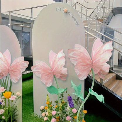Pink Butterfly Wall Decorations, Three-Piece Set with Layered 50 x 42cm Wing Designs for Hanging Displays