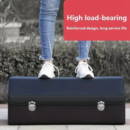 Car Trunk Organizer, Foldable PU Leather and Oxford Box with Adjustable Dividers in 12.15 Gallon or 32L Sizes