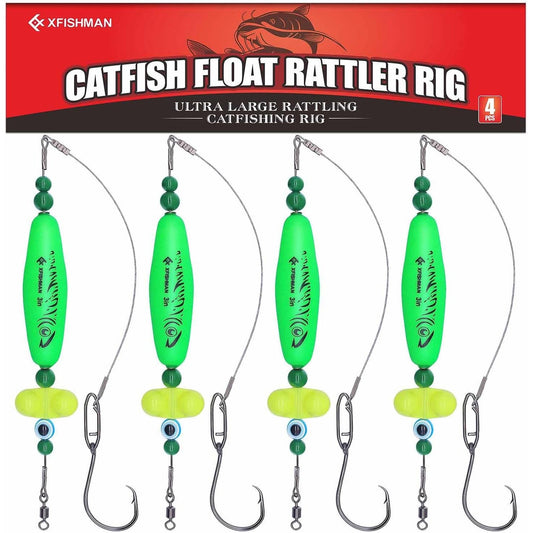 Catfish Rig Santee Cooper Float with Rattler 4pcs Set, Catfishing Tackle Rattle Float Rig for Bank Fishing