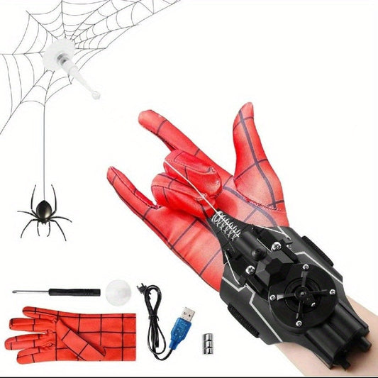 Spider Web Shooter Wrist Toy for Kids - 8ft Realistic Web Launcher with Suction Cup, String Gloves & Launcher