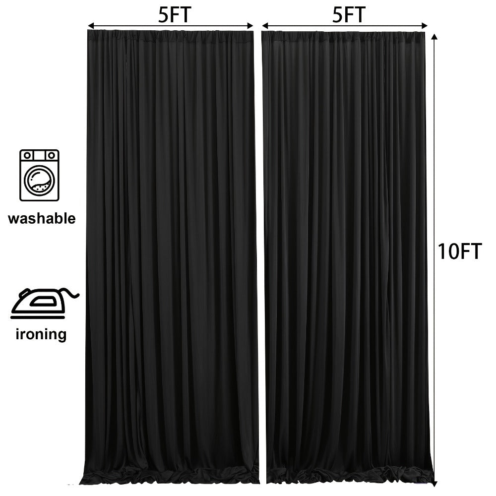 White Black Duo Backdrop Curtains 2 Pack 5x10Ft Wrinkle-Resistant Photo Background Fabric for Wedding, Birthday, Christmas