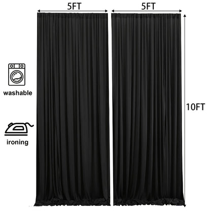 White Black Duo Backdrop Curtains 2 Pack 5x10Ft Wrinkle-Resistant Photo Background Fabric for Wedding, Birthday, Christmas