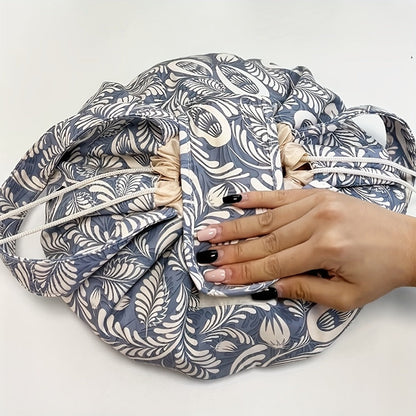 Makeup Bag Drawstring Flat-Lay Oxford Organizer in 12 Print and Color Options for Travel, Vanity and Everyday Beauty Storage