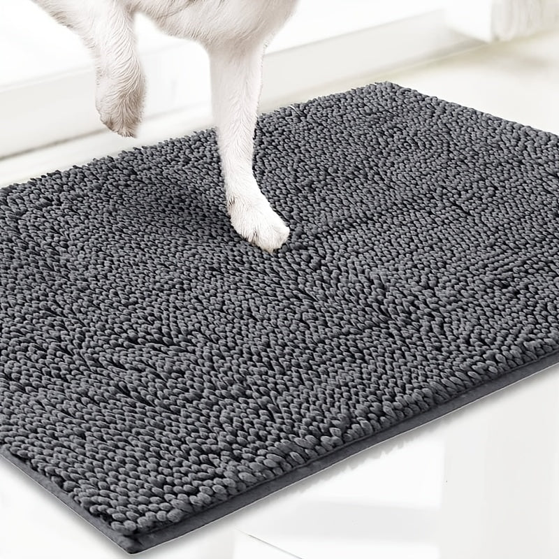 Chenille Dog Door Mat Super Muddy Paws Pet Rug Gingham Entryway Mat Indoor Outdoor Multiple Sizes & Colors