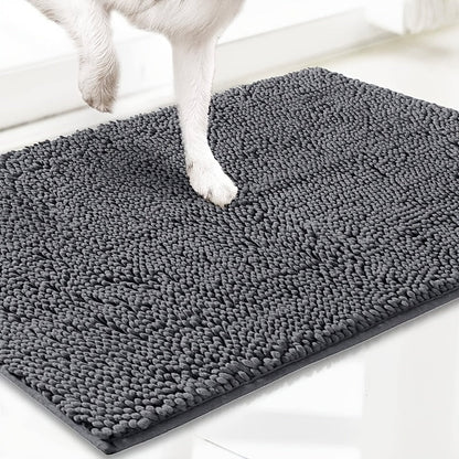 Chenille Dog Door Mat Super Muddy Paws Pet Rug Gingham Entryway Mat Indoor Outdoor Multiple Sizes & Colors