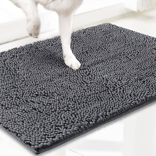 Chenille Dog Door Mat Super Muddy Paws Pet Rug Gingham Entryway Mat Indoor Outdoor Multiple Sizes & Colors