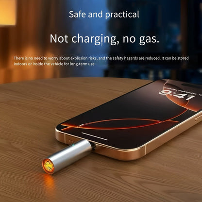 USB-C Plug-In Heating-Coil Electric Lighter in Black with Compact Cylindrical Body for Direct Phone Power