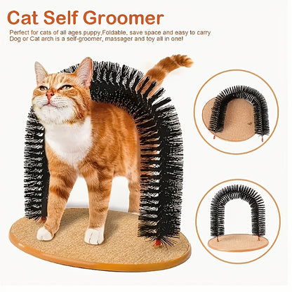 Cat Arch Self-Grooming Toy with Massage Bristles – Interactive Scratch & Groom Station for Cats and Kittens, Stimulating Rubbing Arch