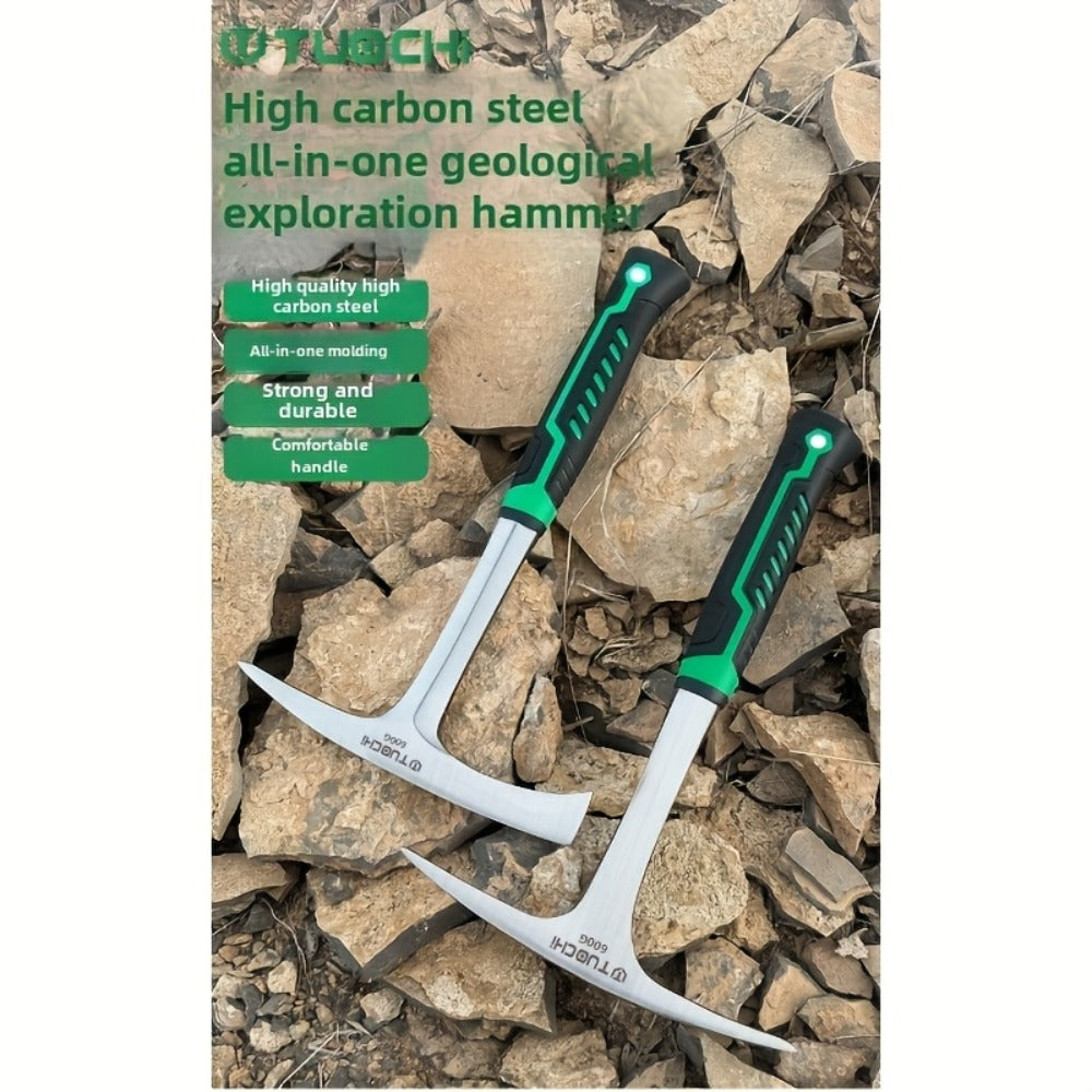 Geological Pick Hammer High Carbon Steel 28oz Flat Head Rock Hammer with Comfortable Handle for Entryways, Bedrooms and Living Spaces