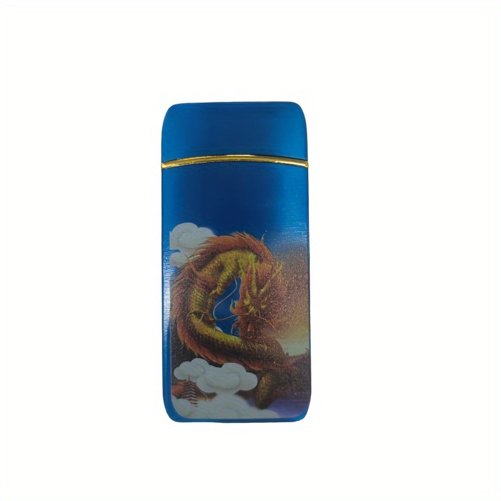 Flip-Top Dual-Arc Electric Lighter with Power Display in 12 Black or Blue Artwork Options Pictured