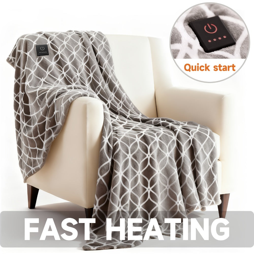 Dual Control Electric Heated Blanket with 10 Heat Levels - Auto Shutoff, Overheat Protection, Fast Heating