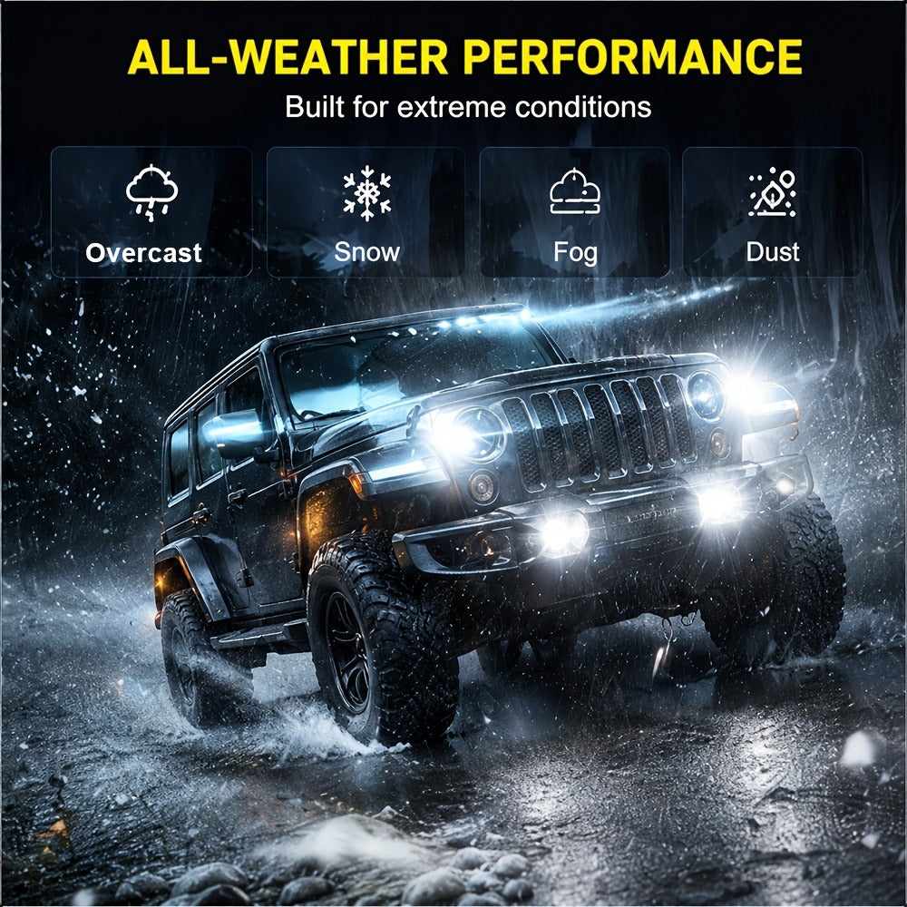 LED Headlight Bulbs 30000 Lumens 350W – H4 H11 9005/HB3 9006/HB4 9012/HIR2 | 6500K White 12V | 2-Pack Upgrade for Brighter Nighttime Driving