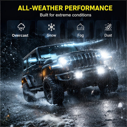LED Headlight Bulbs 30000 Lumens 350W – H4 H11 9005/HB3 9006/HB4 9012/HIR2 | 6500K White 12V | 2-Pack Upgrade for Brighter Nighttime Driving