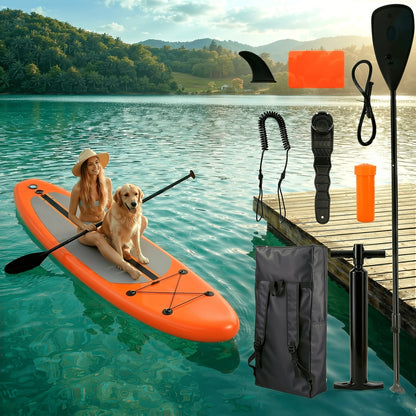 Stand Up Paddle Board 10ft 350lbs Inflatable SUP 3 Fins EVA Non-Slip Deck 12-15PSI Alloy Paddle Hand Pump Repair Kit Carrying Bag
