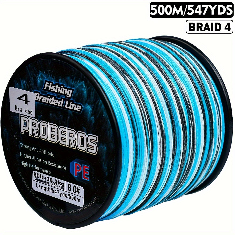 Braided Fishing Line 4 Strand 500M/547Yds – Abrasion Resistant Zero Stretch Superline 6LB-80LB, Multi-Color, Gray/Green/Camo