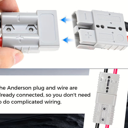 SB50 Anderson Connector Plug with 10FT Wire – Double SB50 Battery Harness Cable for RV, Winch, Trailer, Golf Cart & Electric Vehicle Quick