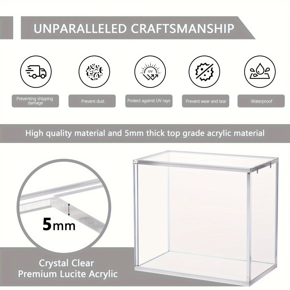 Acrylic Booster Box Display Case with Magnetic Lid, Thick 5mm Clear Storage for Pokemon TCG Card Collectors