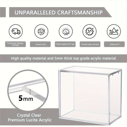 Acrylic Booster Box Display Case with Magnetic Lid, Thick 5mm Clear Storage for Pokemon TCG Card Collectors