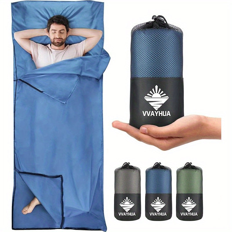 Sleeping Bag Liner for Adults – Two-Way Zipper Sleep Sack with Foot Exposure, Lightweight Portable Travel Sheet for Camping, Hiking